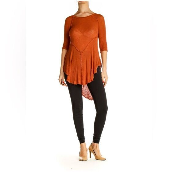 Intimately Free People Orange Solid All Day Wear Blouse size Medium - Picture 1 of 12
